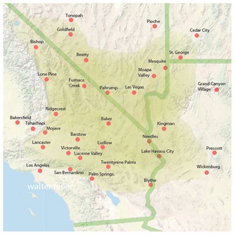 mojave desert map with cities